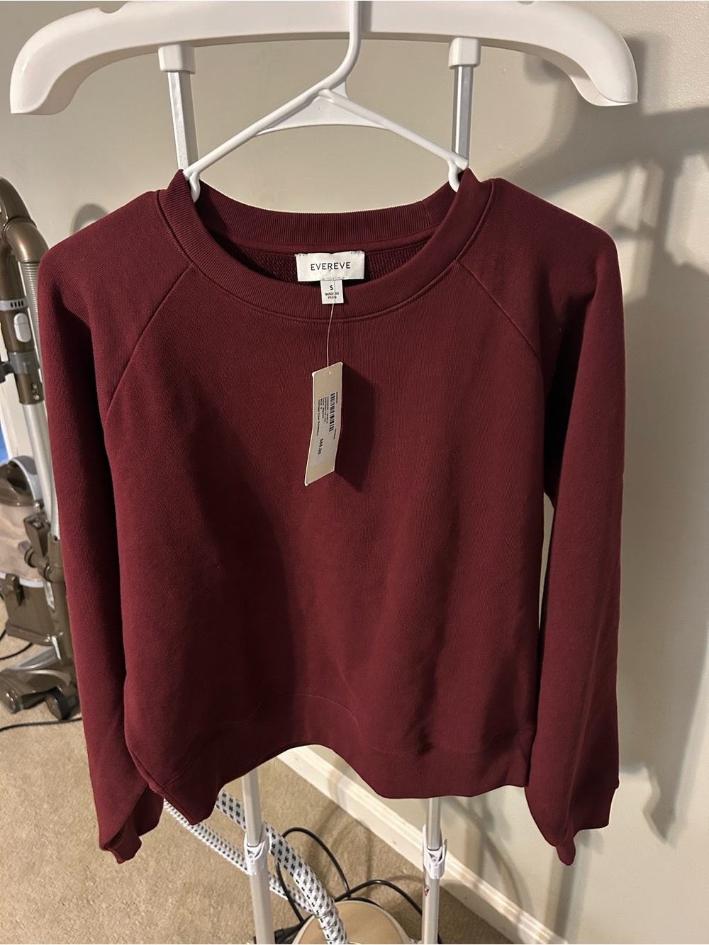 Evereve Burgundy Raglan Crewneck Sweatshirt